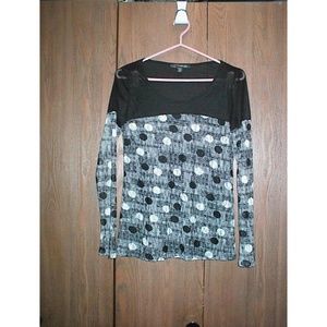 Polka Dot Long Sleeve Top - Black and White